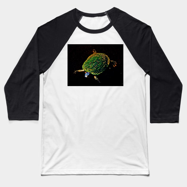 Glowing Turtle Baseball T-Shirt by jillnightingale